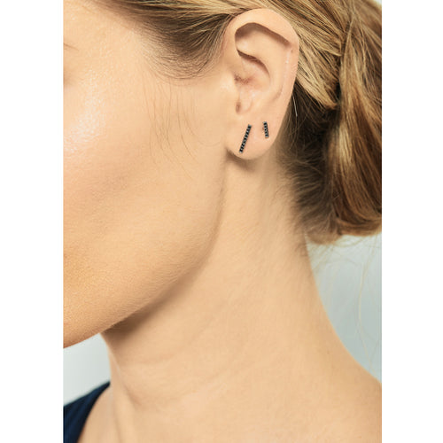 Selin Kent 14K Charlotte Pavé Studs with Black Diamonds - On Model