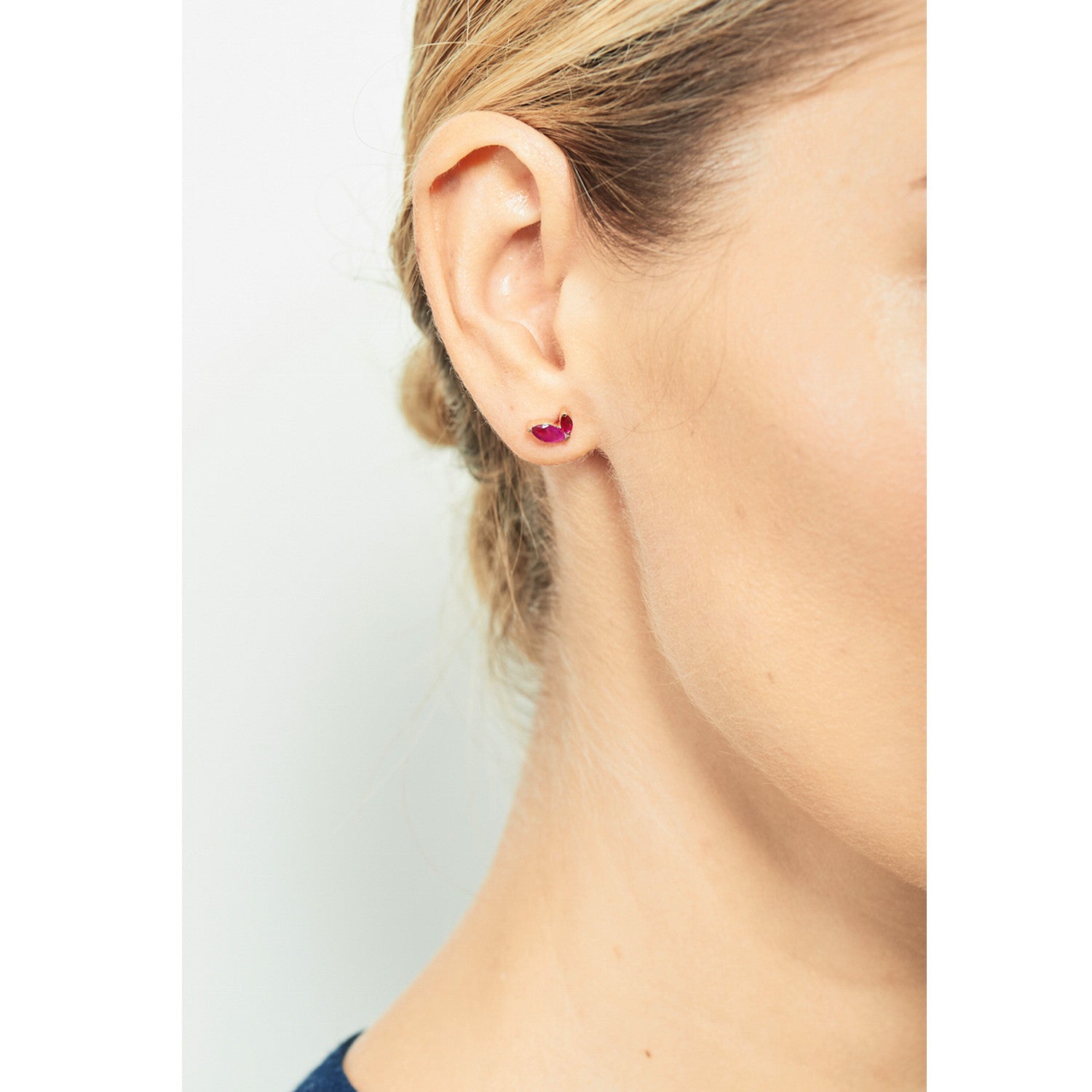 Selin Kent 14K Defne Mismatch Earrings with Ruby - On Model