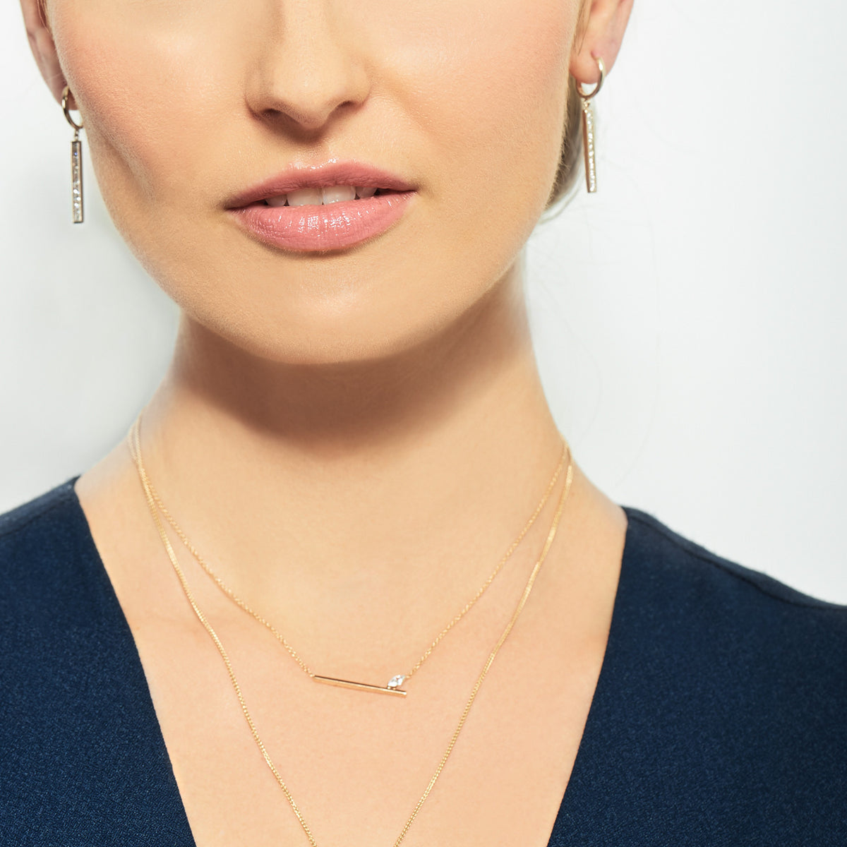 Selin Kent 14K Defne Bar Necklace with Marquise White Diamond