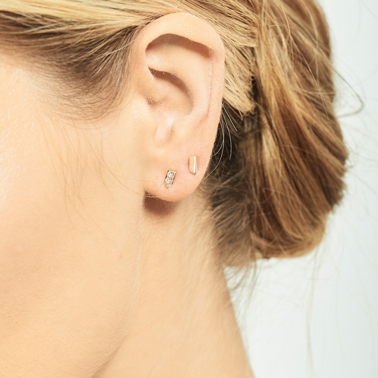 Selin Kent 14K Marlene Mismatch Earrings with White Diamonds - On Model