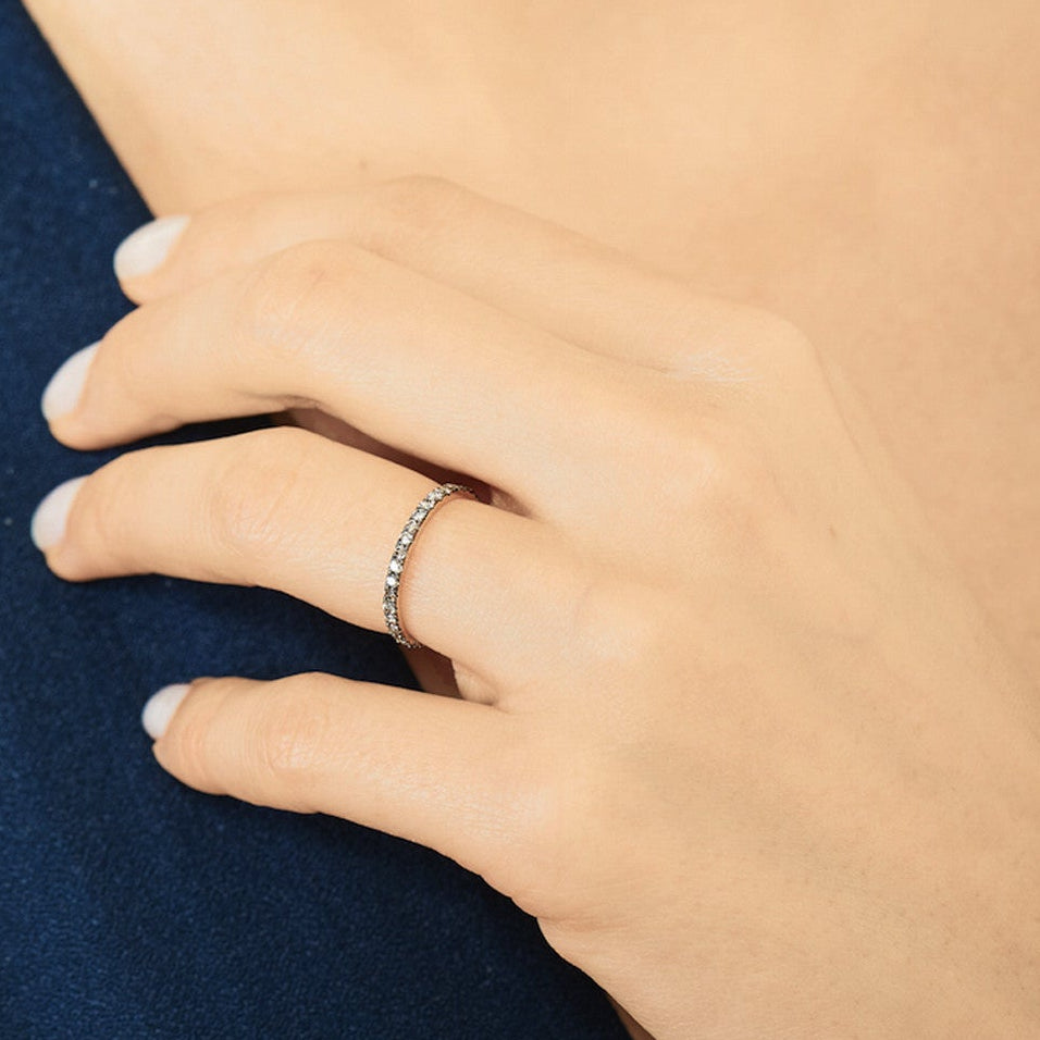 Selin Kent 14K Terra Incognita Band with Champagne Diamonds and Grey Diamonds - On Model